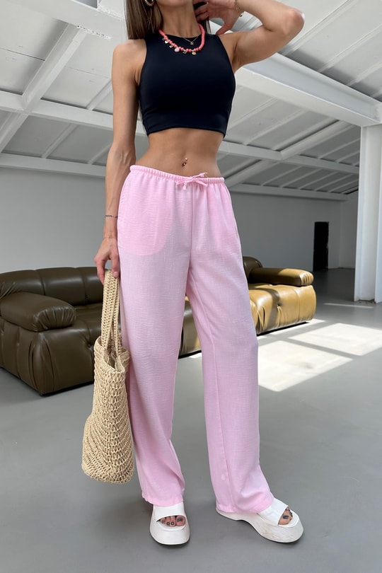 Bağcıklı Pantolon Pembe