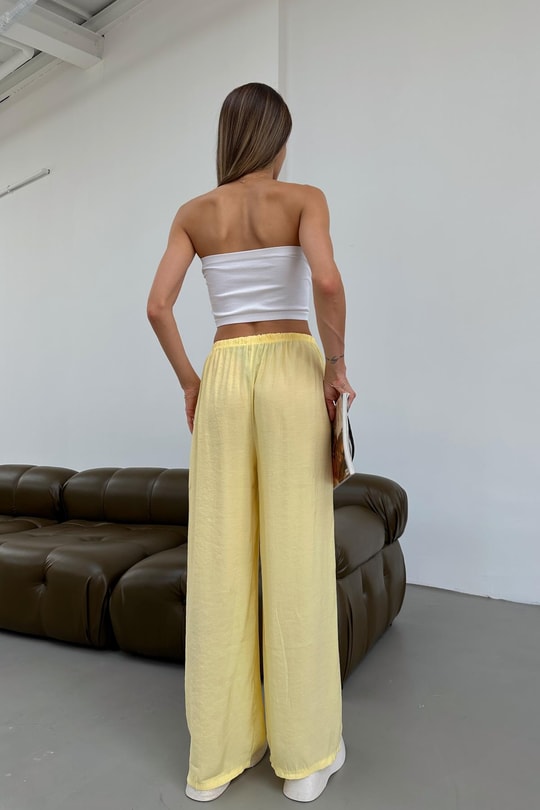 Bağcıklı Tensel Pantolon Sarı
