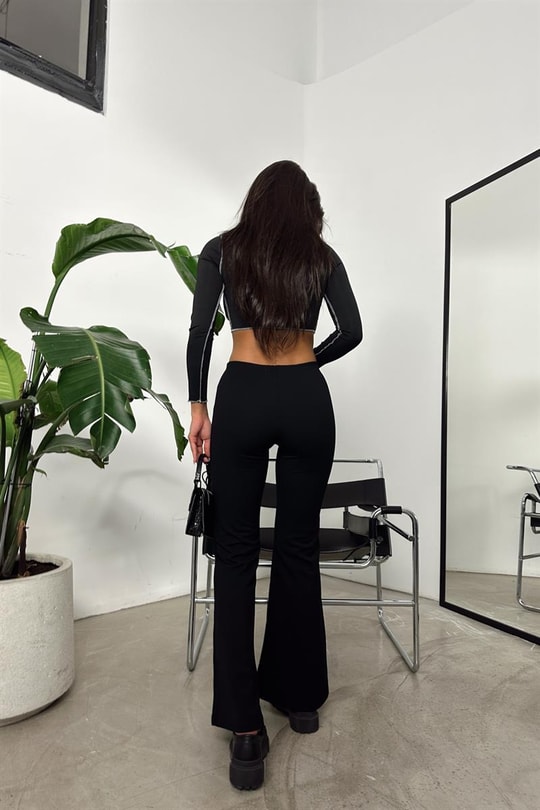 Bel Büzgülü Comfort Pantolon Siyah