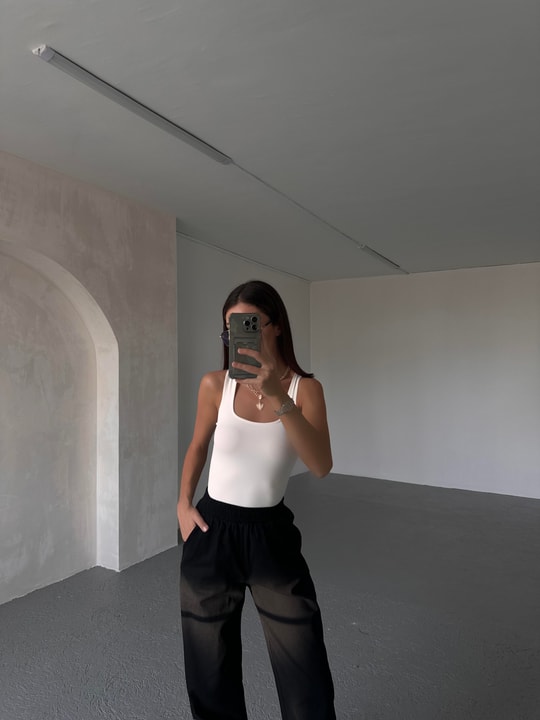 Beli Lastikli Gabardin Pantolon Siyah