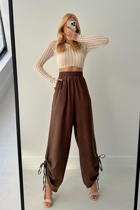 Büzgülü Summer Pantolon Kahve