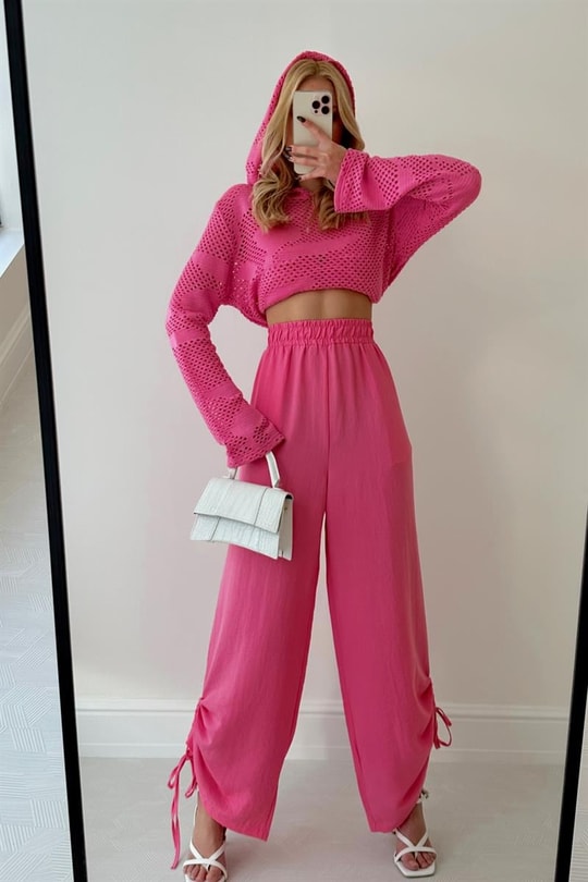 Büzgülü Summer Pantolon Pembe