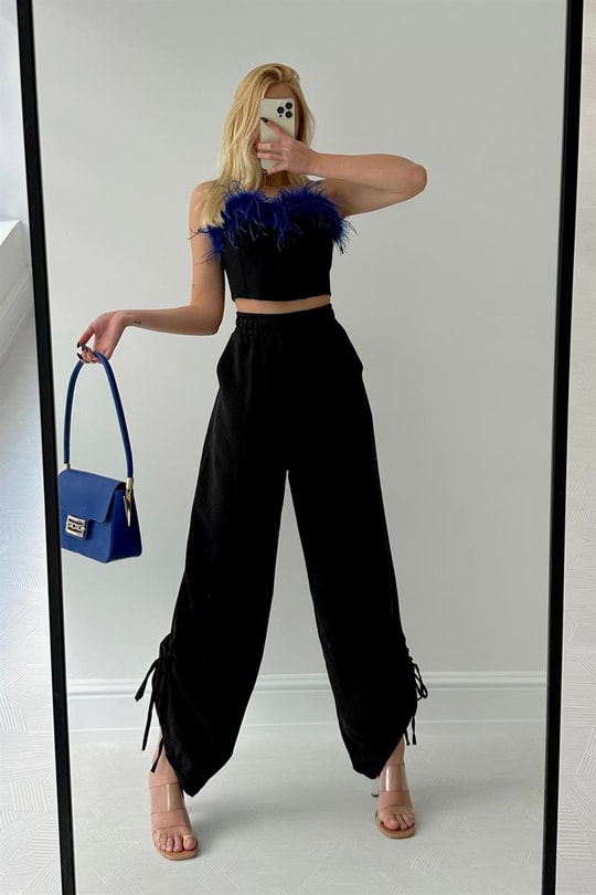Büzgülü Summer Pantolon Siyah