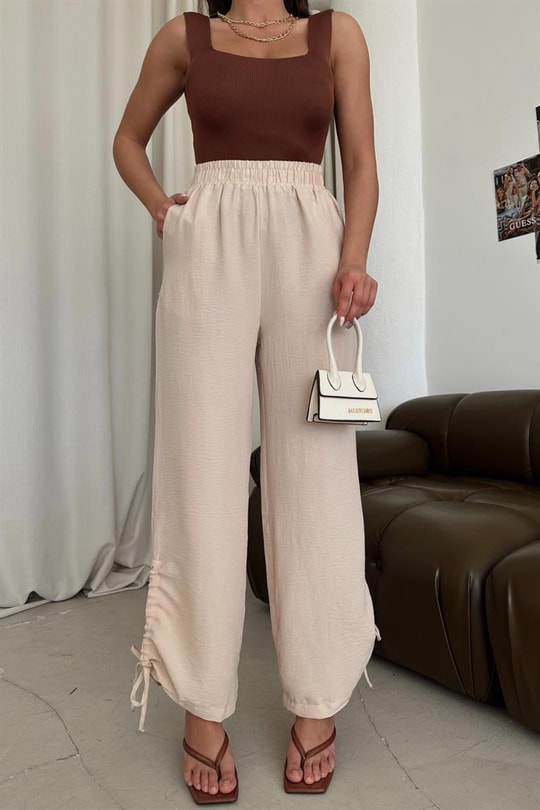 Büzgülü Summer Pantolon Taş