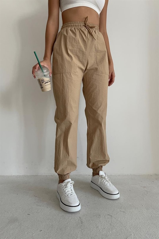 Cep Detay Jogger Pantolon Camel