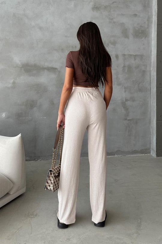 Cepli Krinkıl Pantolon Taş