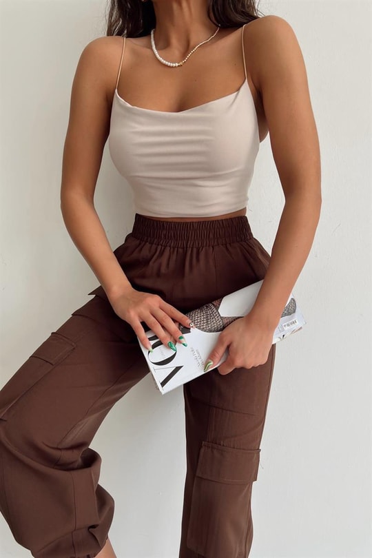 Çok Cepli Jogger Pantolon Kahve