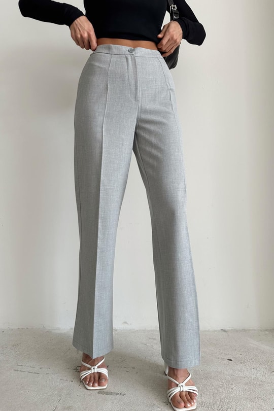 Double Pallazo Pantolon Gri