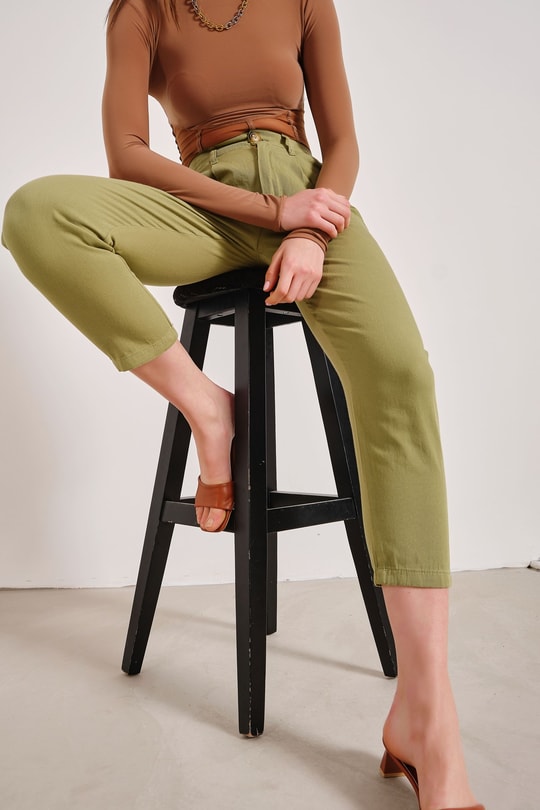 Elastik Gabardin Pantolon Yeşil