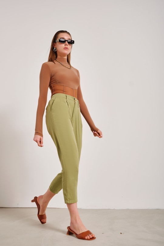 Elastik Gabardin Pantolon Yeşil