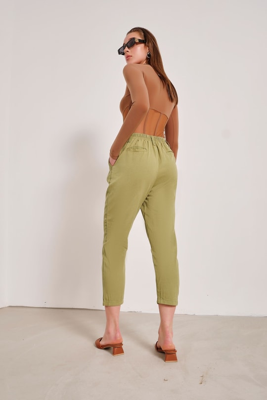 Elastik Gabardin Pantolon Yeşil