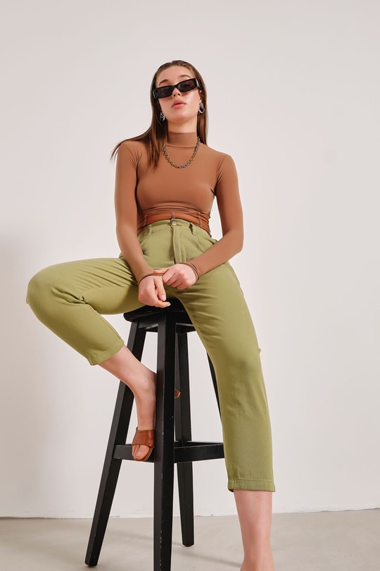 Elastik Gabardin Pantolon Yeşil