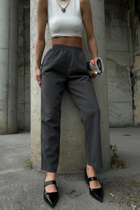Gabardin Pantolon Füme
