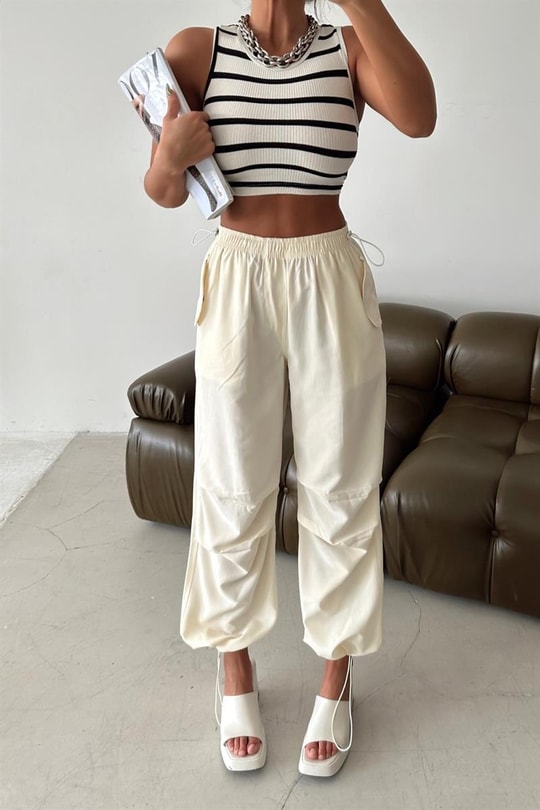 Jogger Trend Pantolon Ekru