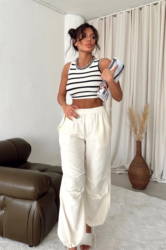 Jogger Trend Pantolon Ekru