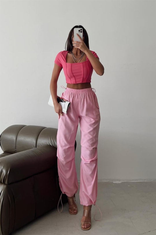 Jogger Trend Pantolon Pembe