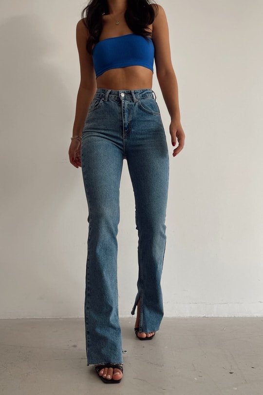 Kar Yıkama Flare Jean Mavi