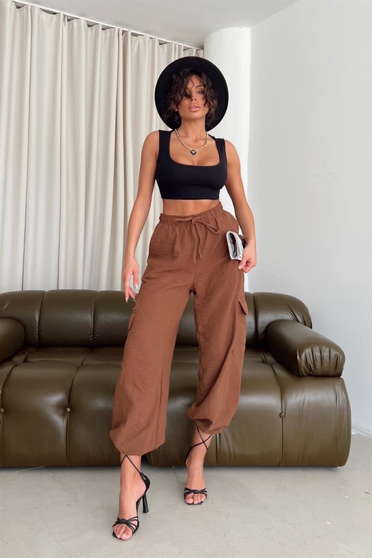 Kargo Cepli Jogger Relax Pantolon Kahve