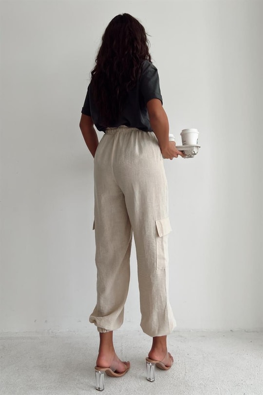 Kargo Cepli Jogger Relax Pantolon Taş