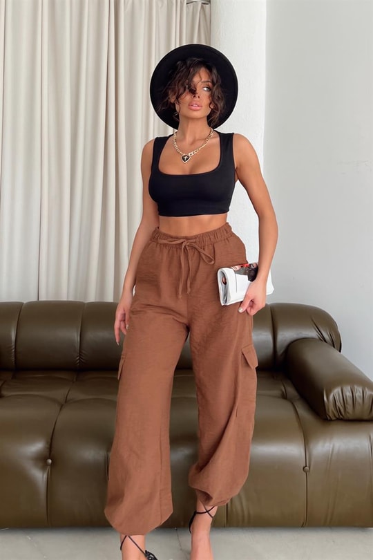 Kargo Cepli Jogger Relax Pantolon Kahve