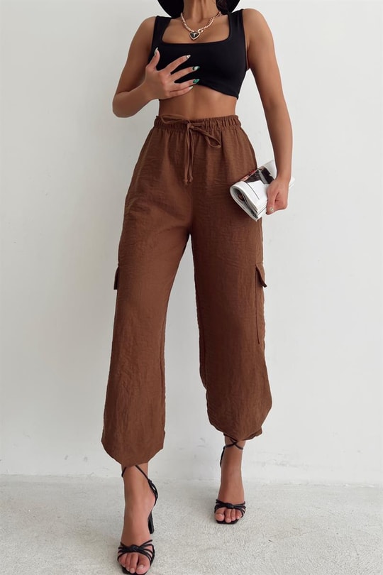 Kargo Cepli Jogger Relax Pantolon Kahve