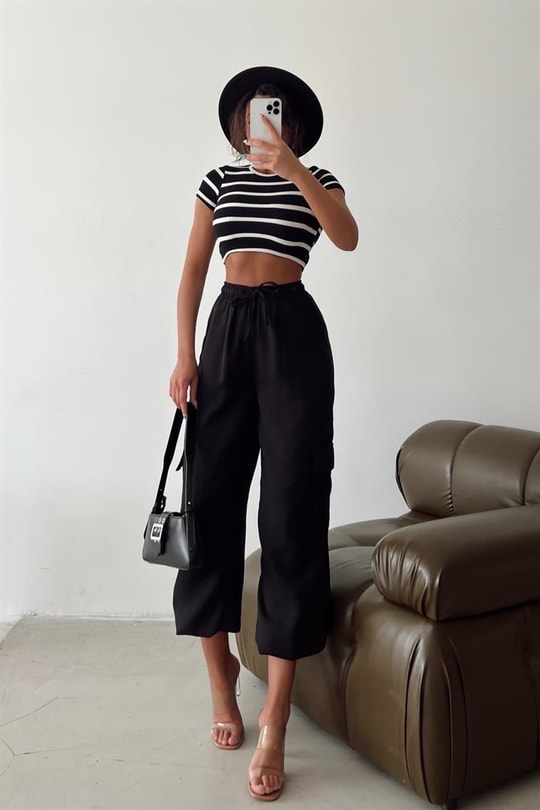 Kargo Cepli Jogger Relax Pantolon Siyah