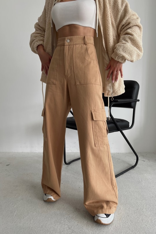 Kargo Cepli Relax Pantolon Camel
