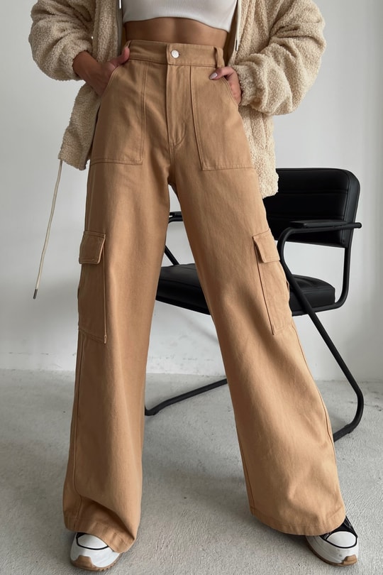 Kargo Cepli Relax Pantolon Camel