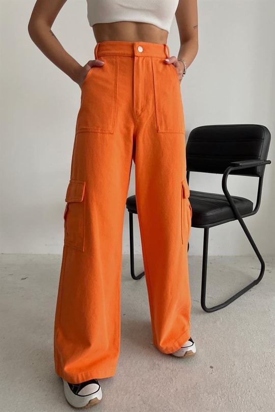 Kargo Cepli Relax Pantolon Oranj