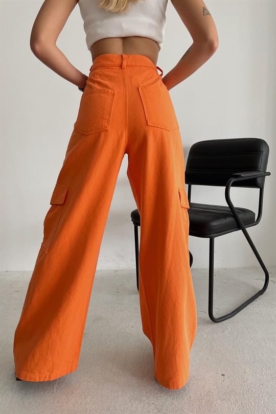 Kargo Cepli Relax Pantolon Oranj