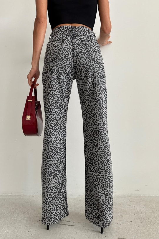 Leopar Palazzo Pantolon GRİ