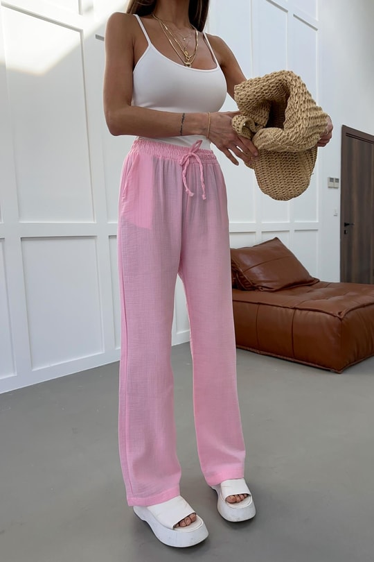 Müslin Pantolon Pembe