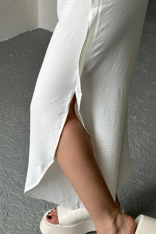 Oval Paça Şalvar Pantolon Beyaz