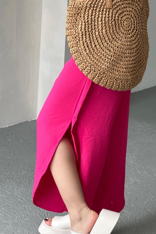 Oval Paça Şalvar Pantolon Fuşya