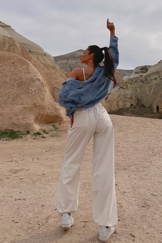 Paraşüt Jogger Pantolon Krem