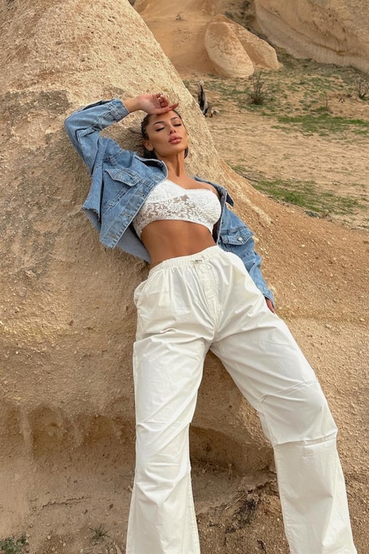 Paraşüt Jogger Pantolon Krem