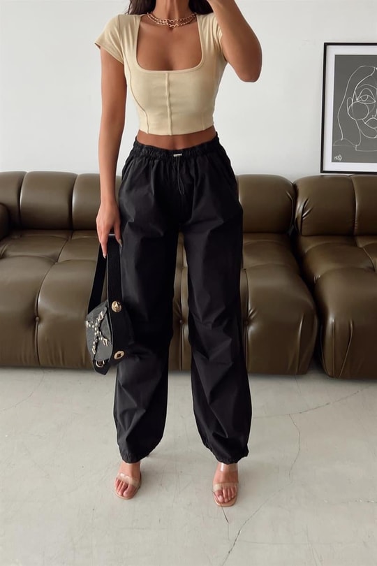Paraşüt Jogger Pantolon Siyah