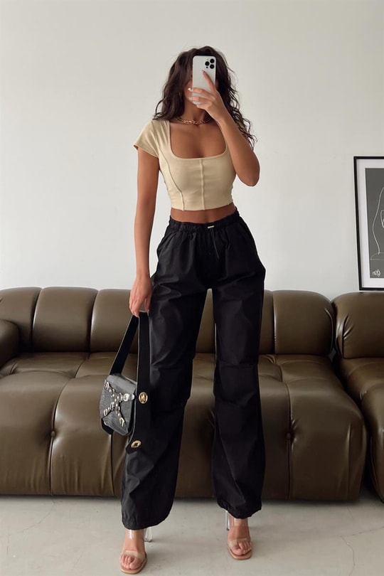 Paraşüt Jogger Pantolon Siyah
