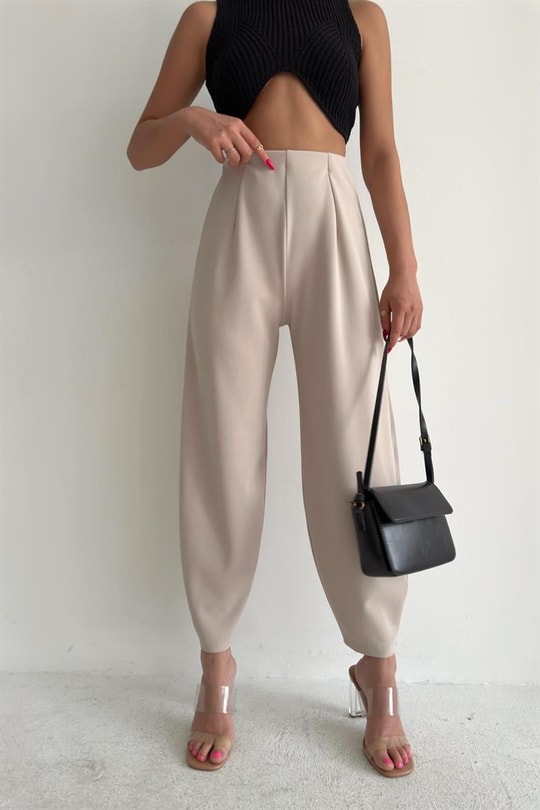 Pensli Carrot Fit Pantolon Taş