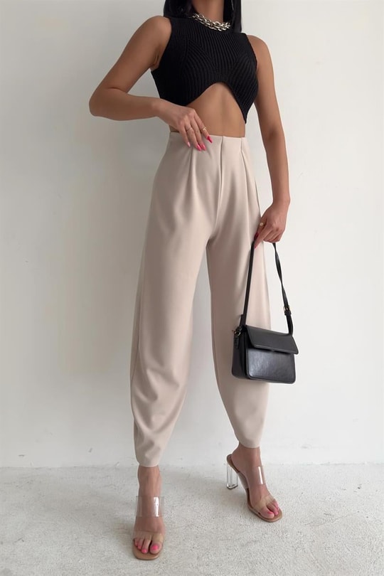 Pensli Carrot Fit Pantolon Taş