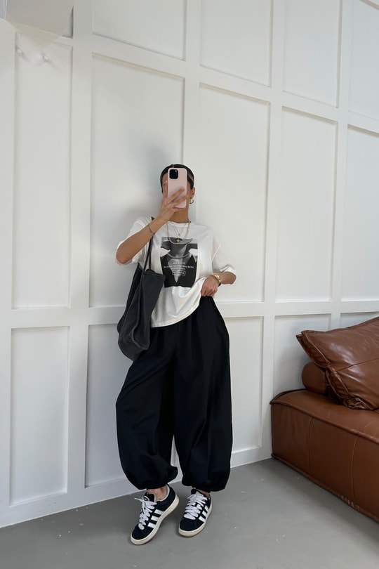Poplin Balon Pantolon Siyah