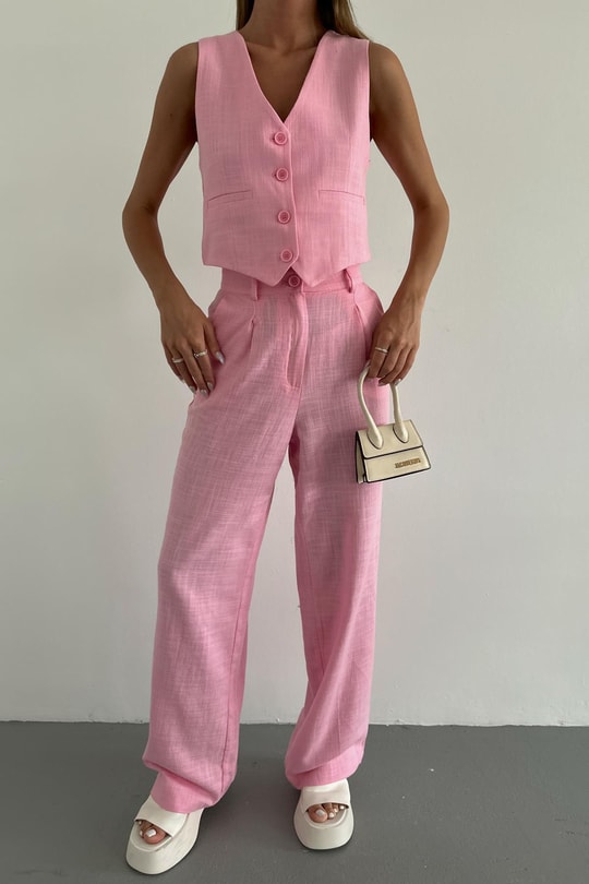 Relax Keten Pantolon Şeker Pembe