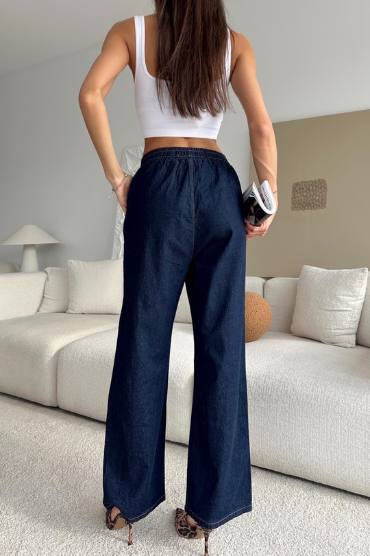 Riva Bağcıklı Denim Pantolon Lacivert