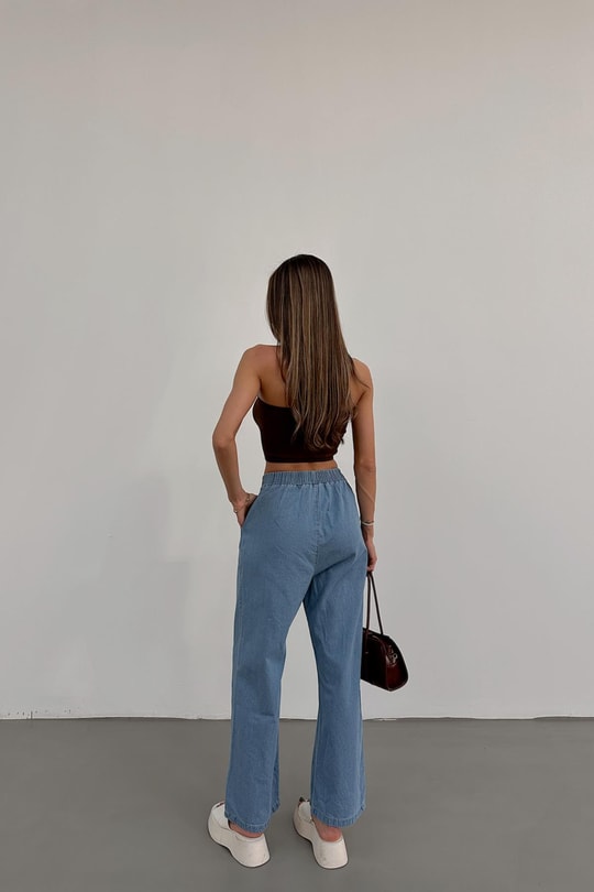 Riva Bağcıklı Denim Pantolon Mavi