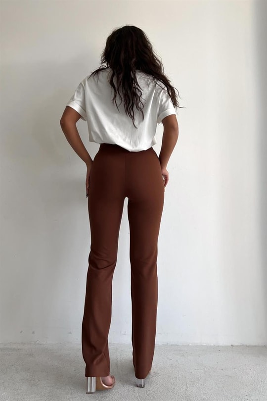 Straight Dikişli Pantolon Kahve