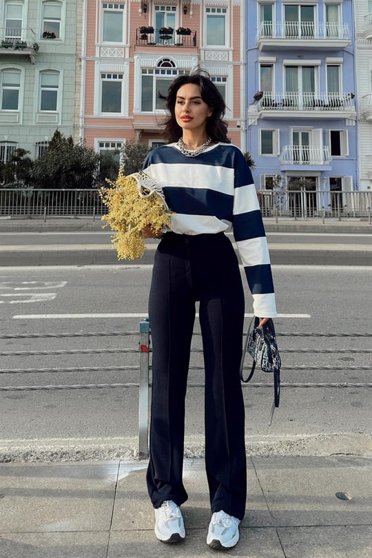 Straight Dikişli Pantolon Lacivert