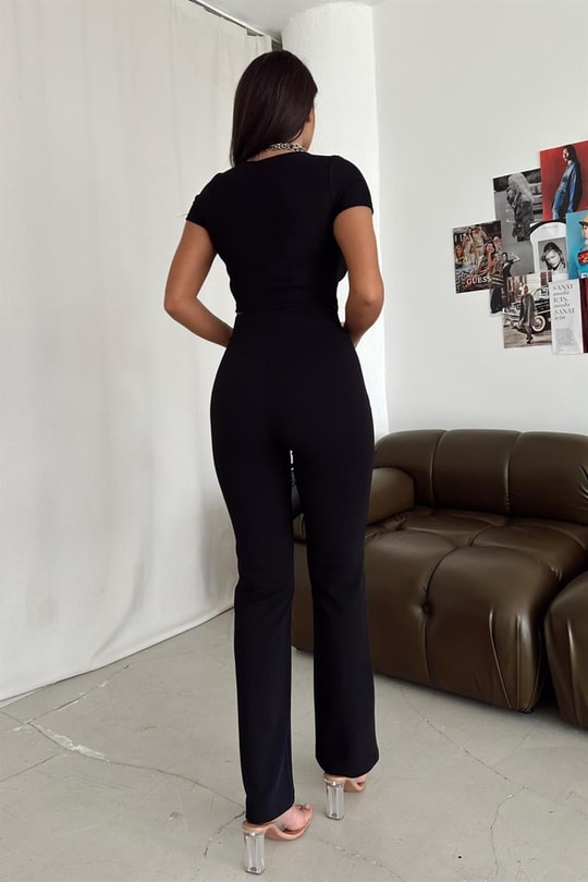 Straight Dikişli Pantolon Siyah