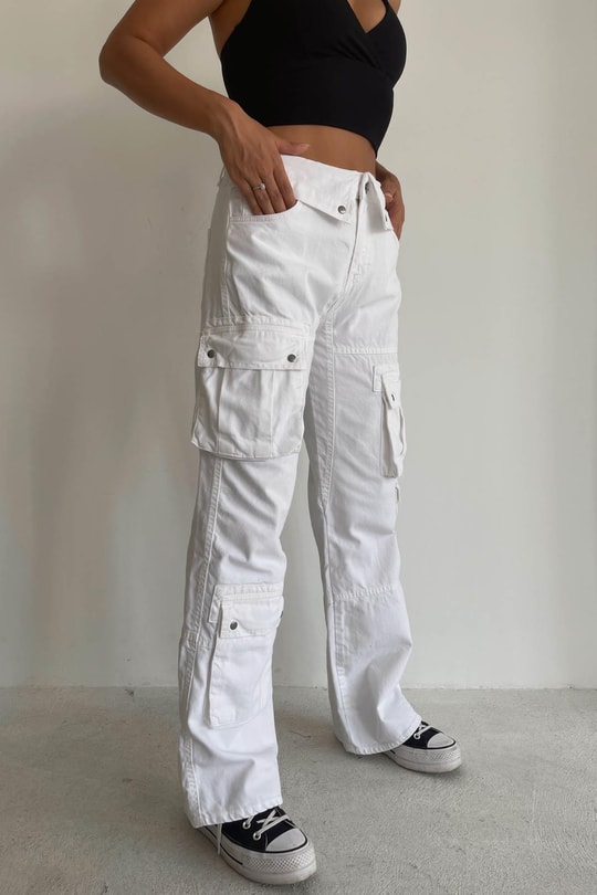 Street Kargo Pantolon Beyaz