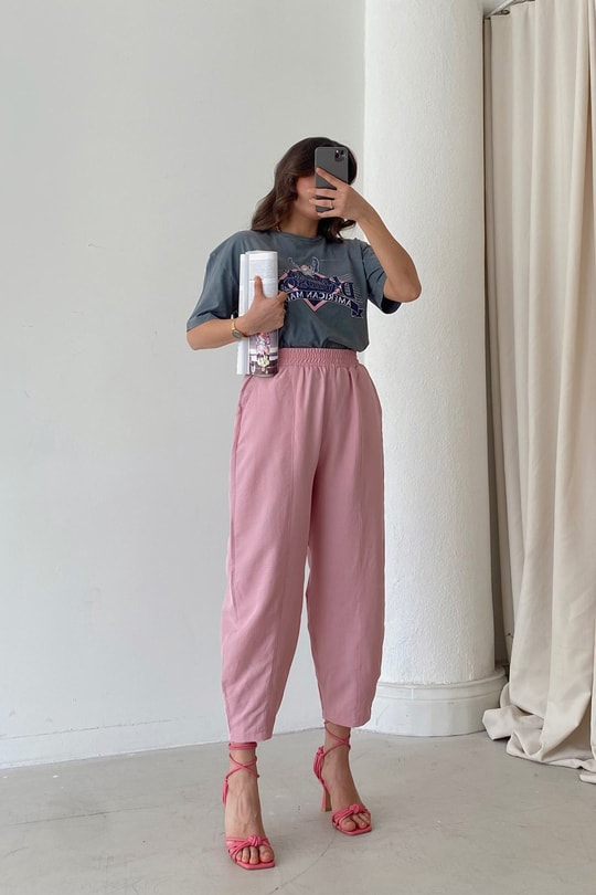 Tensel Harem Pantolon Pembe