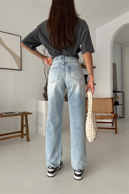 Wide Leg Jean Buz Mavi